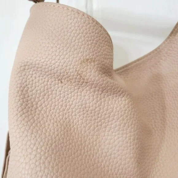 Expressions Pink Vegan Leather Boho Fringed Shoulder Bag - Picture 3 of 9